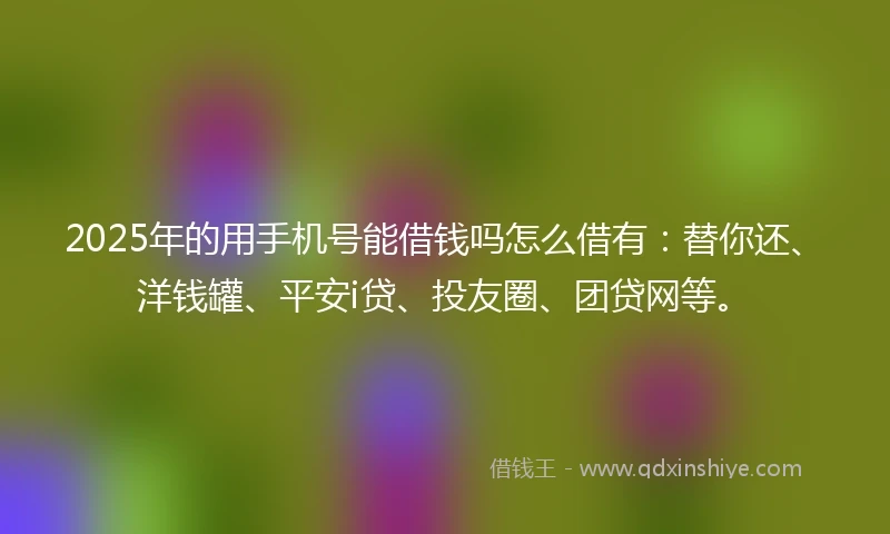 2025年的用手机号能借钱吗怎么借有：替你还、洋钱罐、平安i贷、投友圈、团贷网等。