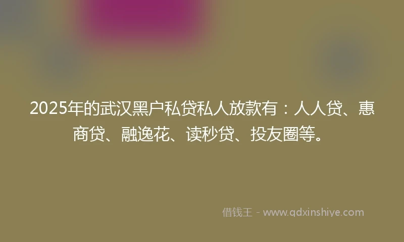 2025年的武汉黑户私贷私人放款有：人人贷、惠商贷、融逸花、读秒贷、投友圈等。