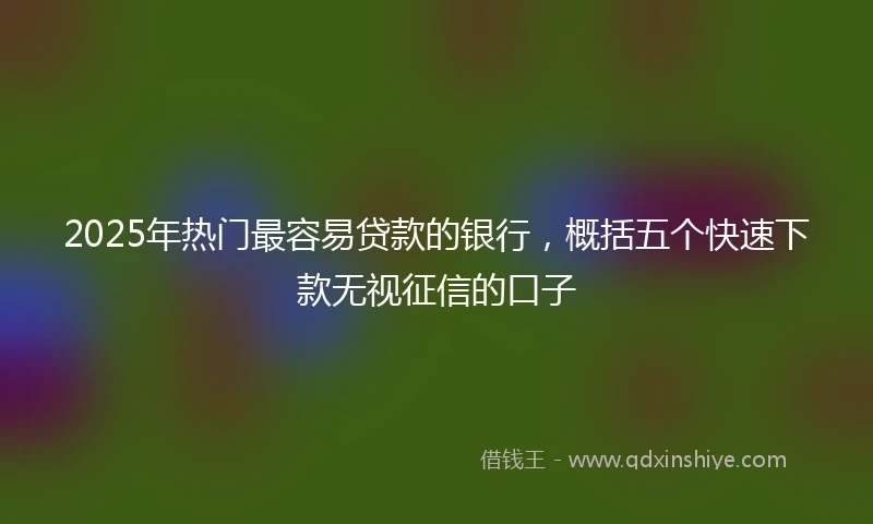 2025年热门最容易贷款的银行，概括五个快速下款无视征信的口子