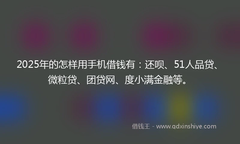 2025年的怎样用手机借钱有：还呗、51人品贷、微粒贷、团贷网、度小满金融等。