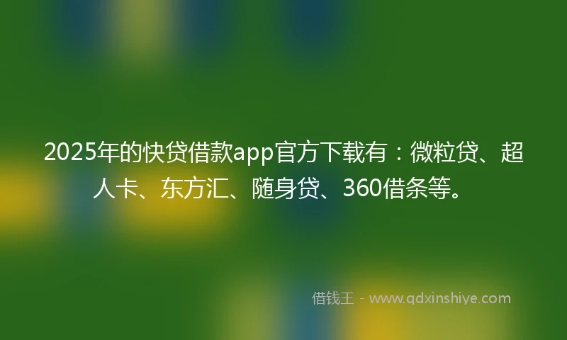 2025年的快贷借款app官方下载有：微粒贷、超人卡、东方汇、随身贷、360借条等。