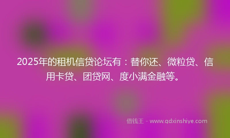 2025年的租机信贷论坛有：替你还、微粒贷、信用卡贷、团贷网、度小满金融等。