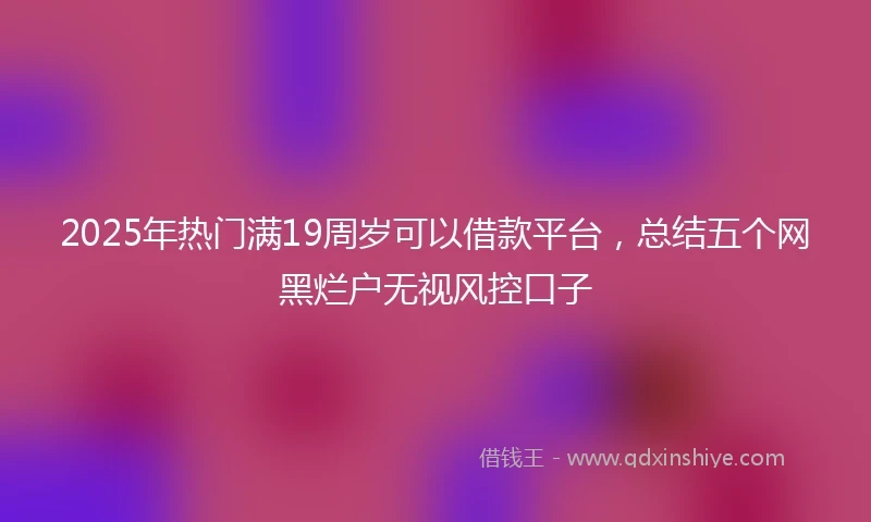 2025年热门满19周岁可以借款平台，总结五个网黑烂户无视风控口子