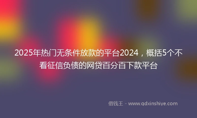 2025年热门无条件放款的平台2024，概括5个不看征信负债的网贷百分百下款平台