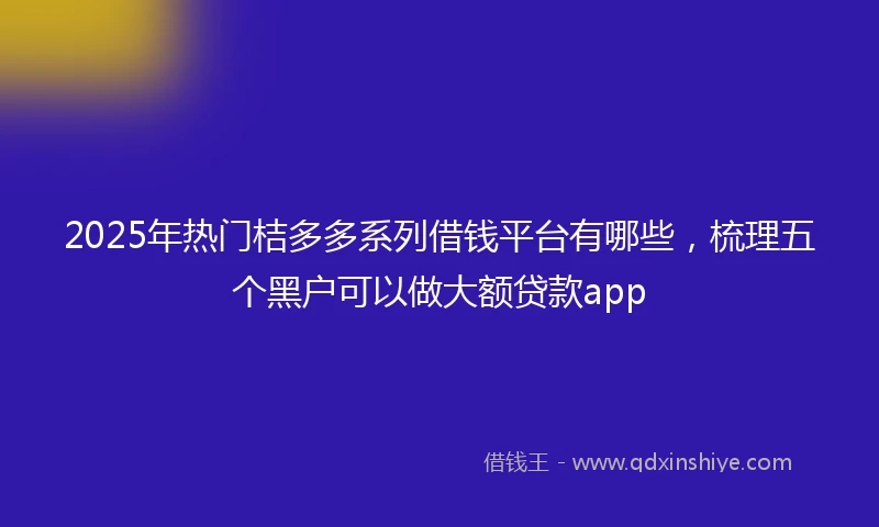 2025年热门桔多多系列借钱平台有哪些，梳理五个黑户可以做大额贷款app