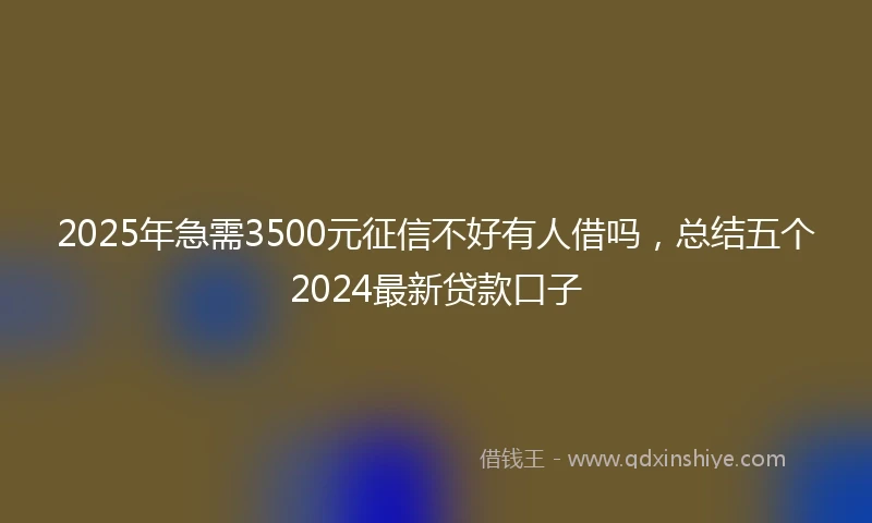 2025年急需3500元征信不好有人借吗，总结五个2024最新贷款口子