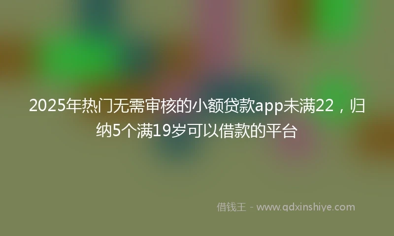 2025年热门无需审核的小额贷款app未满22，归纳5个满19岁可以借款的平台