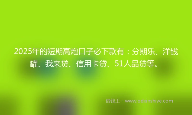 2025年的短期高炮口子必下款有：分期乐、洋钱罐、我来贷、信用卡贷、51人品贷等。