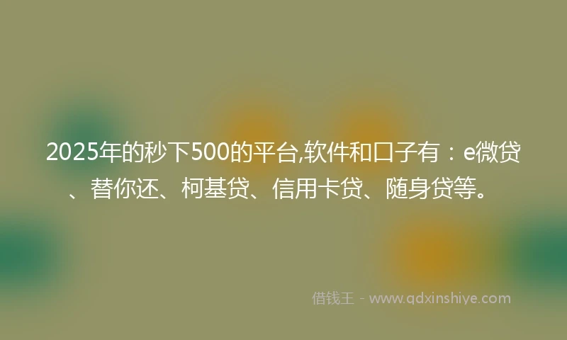 2025年的秒下500的平台,软件和口子有:e微贷、替你还、柯基贷、信用卡贷、随身贷等。