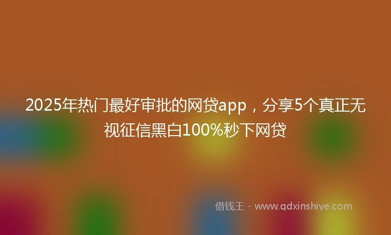 2025年热门最好审批的网贷app，分享5个真正无视征信黑白100%秒下网贷