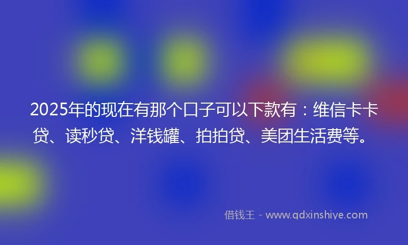 2025年的现在有那个口子可以下款有:维信卡卡贷、读秒贷、洋钱罐、拍拍贷、美团生活费等。