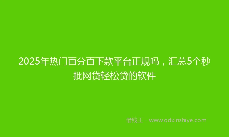 2025年热门百分百下款平台正规吗，汇总5个秒批网贷轻松贷的软件