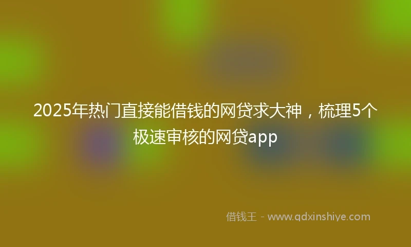 2025年热门直接能借钱的网贷求大神，梳理5个极速审核的网贷app
