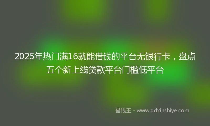 2025年热门满16就能借钱的平台无银行卡，盘点五个新上线贷款平台门槛低平台