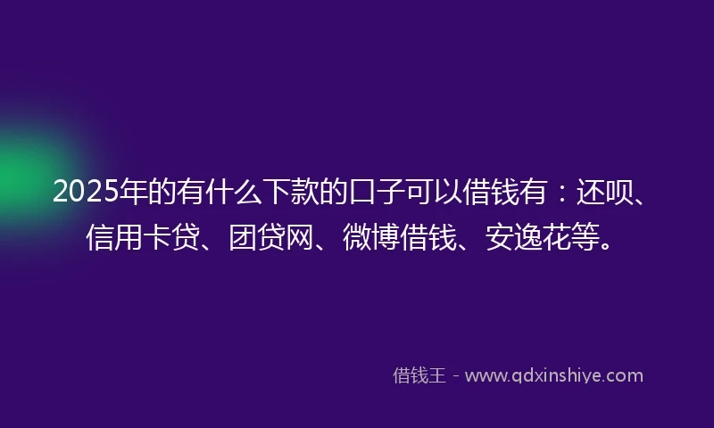 2025年的有什么下款的口子可以借钱有：还呗、信用卡贷、团贷网、微博借钱、安逸花等。