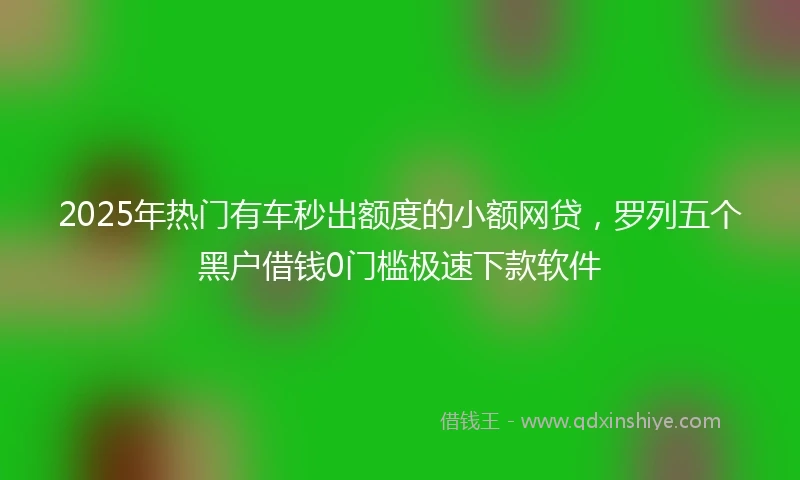 2025年热门有车秒出额度的小额网贷，罗列五个黑户借钱0门槛极速下款软件