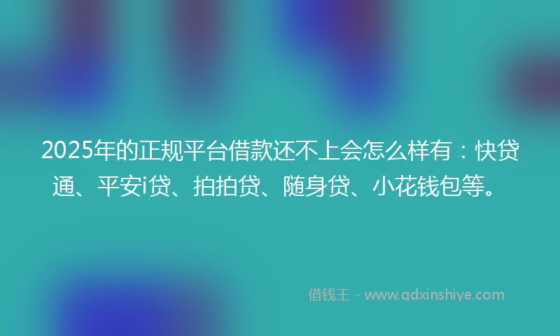 2025年的正规平台借款还不上会怎么样有：快贷通、平安i贷、拍拍贷、随身贷、小花钱包等。