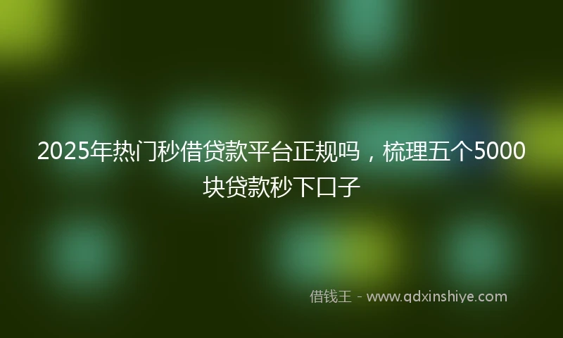 2025年热门秒借贷款平台正规吗，梳理五个5000块贷款秒下口子