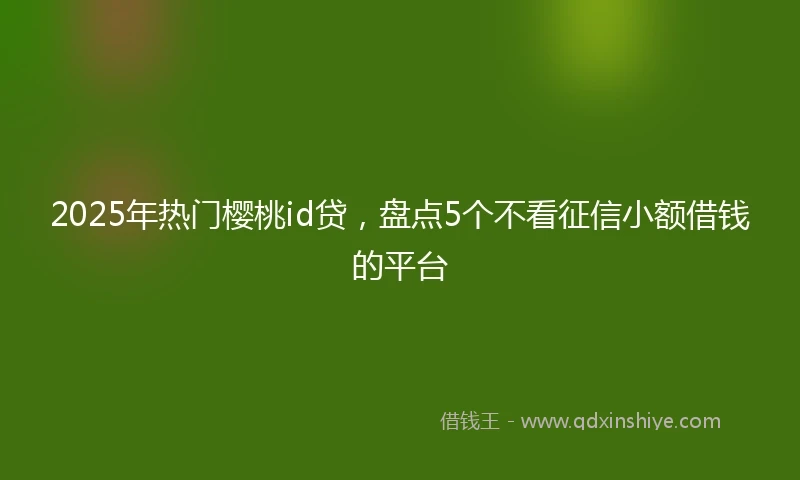 2025年热门樱桃id贷，盘点5个不看征信小额借钱的平台