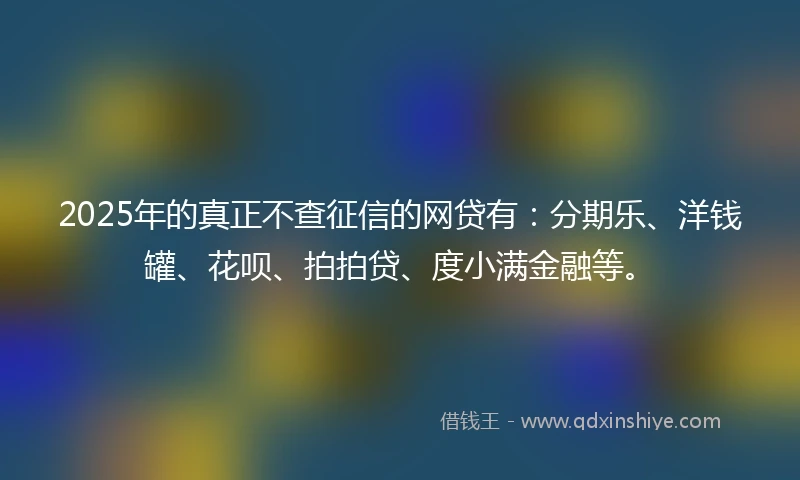 2025年的真正不查征信的网贷有：分期乐、洋钱罐、花呗、拍拍贷、度小满金融等。