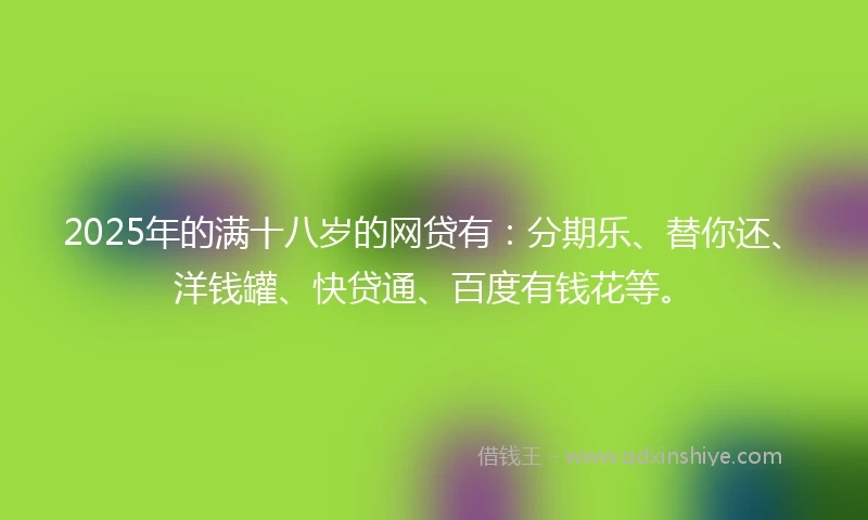 2025年的满十八岁的网贷有：分期乐、替你还、洋钱罐、快贷通、百度有钱花等。