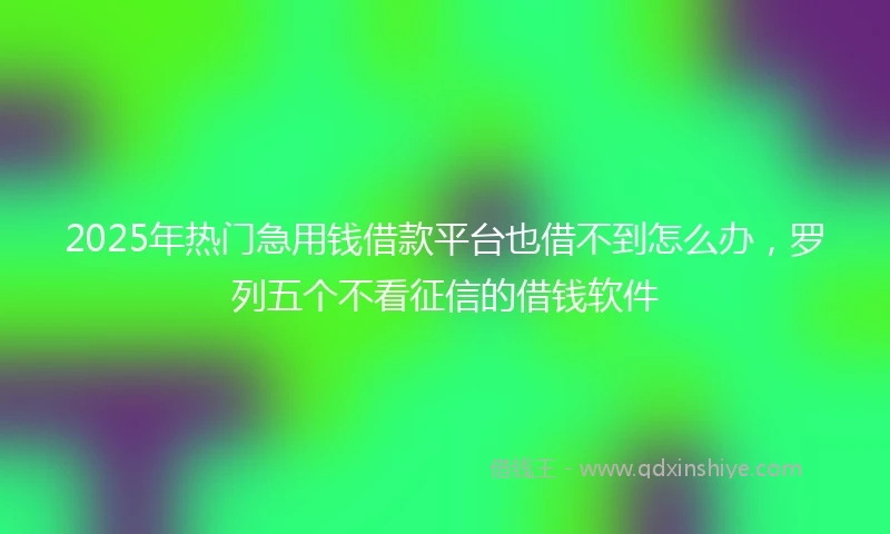 2025年热门急用钱借款平台也借不到怎么办，罗列五个不看征信的借钱软件