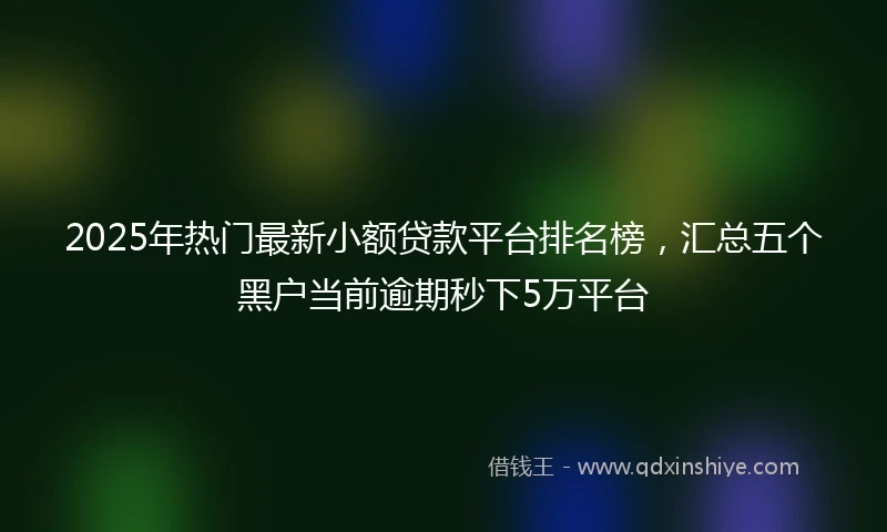 2025年热门最新小额贷款平台排名榜，汇总五个黑户当前逾期秒下5万平台
