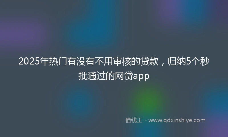 2025年热门有没有不用审核的贷款，归纳5个秒批通过的网贷app