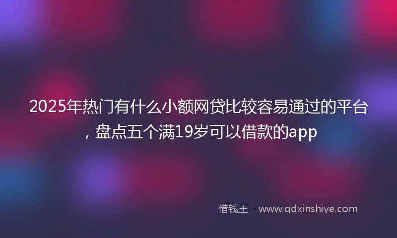 2025年热门有什么小额网贷比较容易通过的平台，盘点五个满19岁可以借款的app