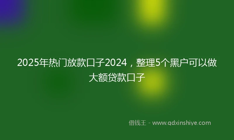 2025年热门放款口子2024，整理5个黑户可以做大额贷款口子