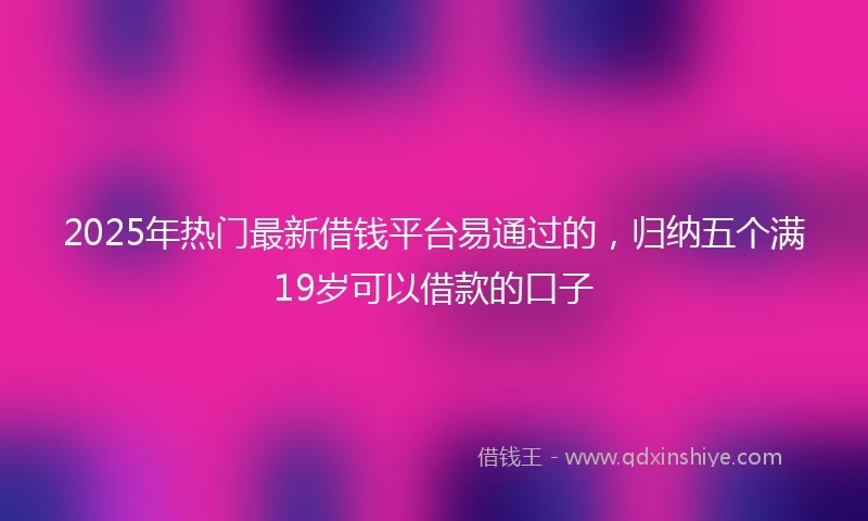 2025年热门最新借钱平台易通过的，归纳五个满19岁可以借款的口子