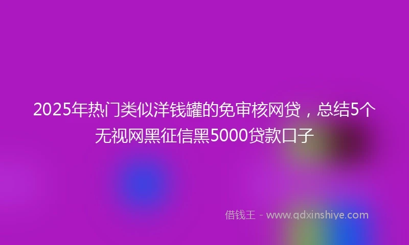 2025年热门类似洋钱罐的免审核网贷，总结5个无视网黑征信黑5000贷款口子