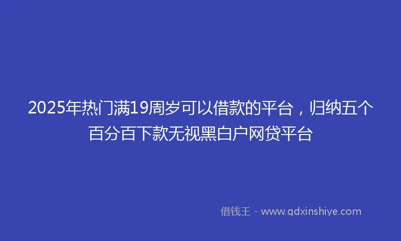 2025年热门满19周岁可以借款的平台，归纳五个百分百下款无视黑白户网贷平台
