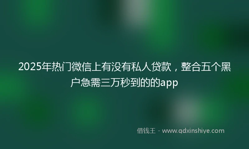 2025年热门微信上有没有私人贷款，整合五个黑户急需三万秒到的的app