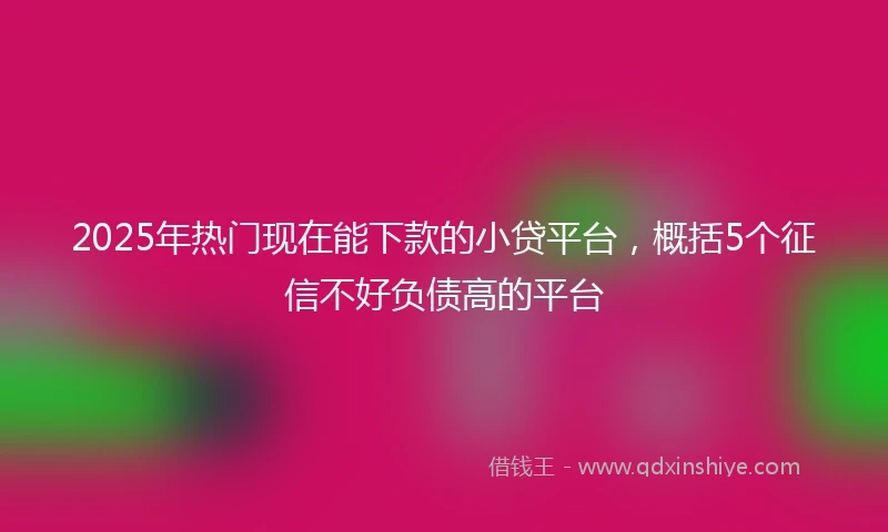 2025年热门现在能下款的小贷平台，概括5个征信不好负债高的平台