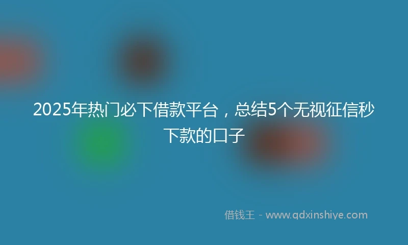 2025年热门必下借款平台，总结5个无视征信秒下款的口子