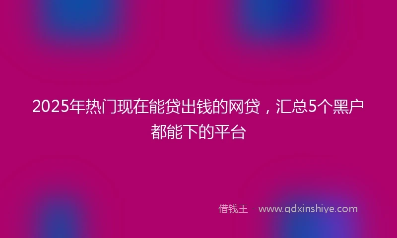 2025年热门现在能贷出钱的网贷，汇总5个黑户都能下的平台