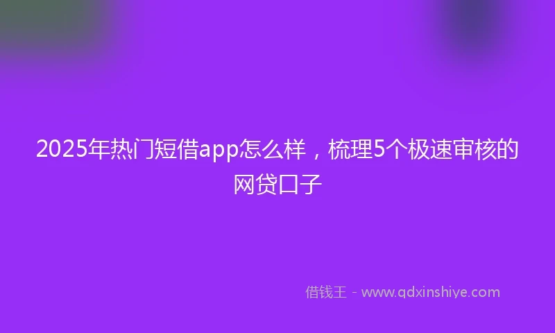 2025年热门短借app怎么样，梳理5个极速审核的网贷口子