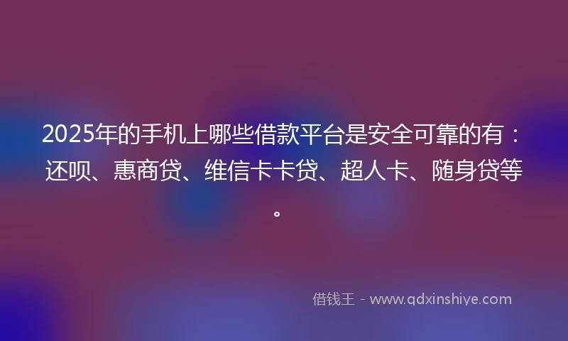 2025年的手机上哪些借款平台是安全可靠的有：还呗、惠商贷、维信卡卡贷、超人卡、随身贷等。