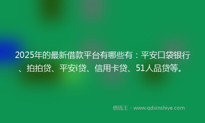 2025年的最新借款平台有哪些有：平安口袋银行、拍拍贷、平安i贷、信用卡贷、51人品贷等。