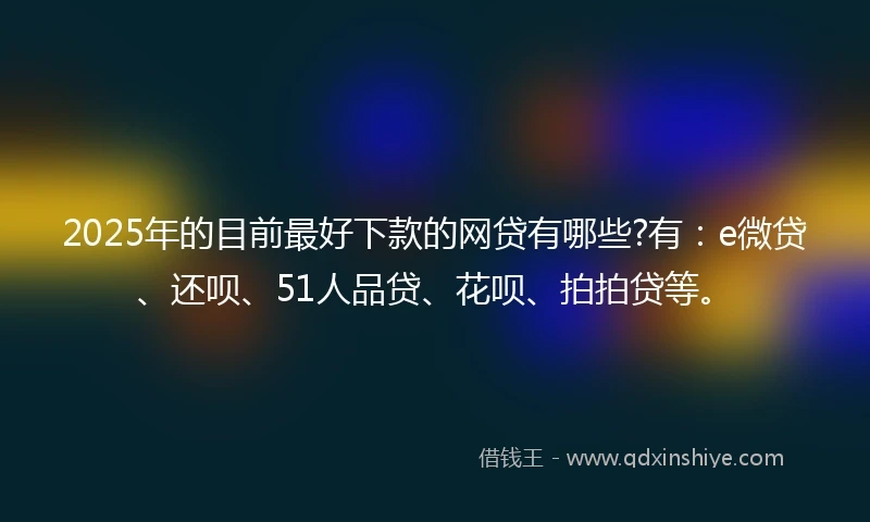 2025年的目前最好下款的网贷有哪些?有：e微贷、还呗、51人品贷、花呗、拍拍贷等。