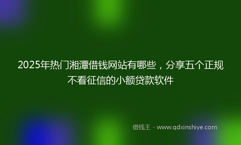 2025年热门湘潭借钱网站有哪些，分享五个正规不看征信的小额贷款软件
