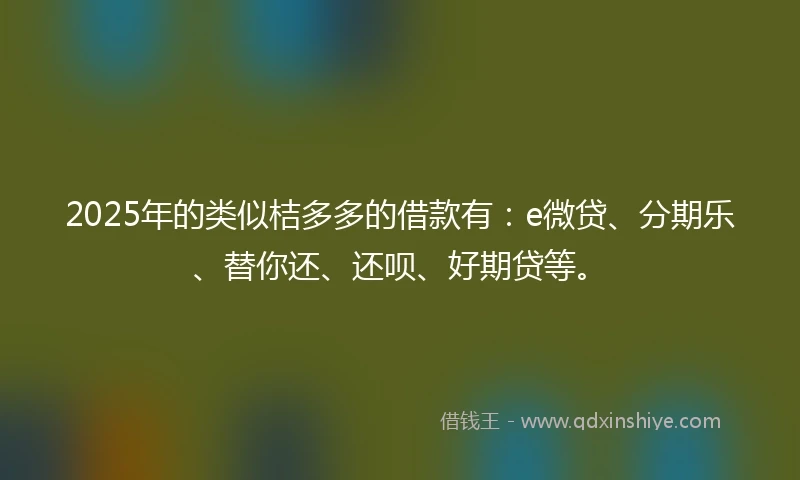 2025年的类似桔多多的借款有：e微贷、分期乐、替你还、还呗、好期贷等。