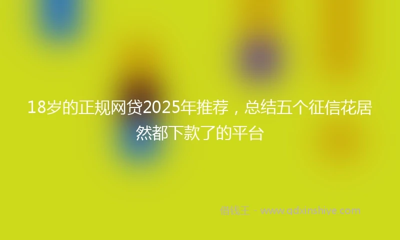 18岁的正规网贷2025年推荐，总结五个征信花居然都下款了的平台