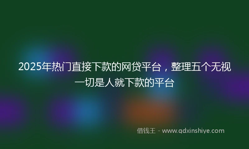2025年热门直接下款的网贷平台，整理五个无视一切是人就下款的平台