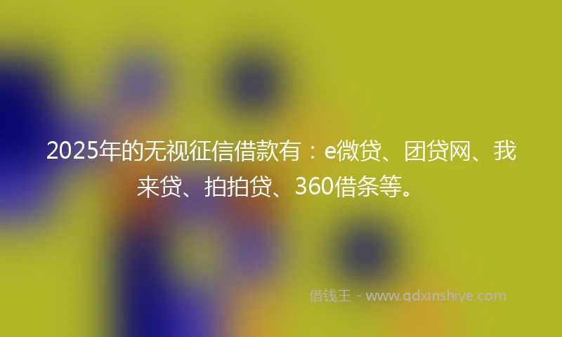 2025年的无视征信借款有：e微贷、团贷网、我来贷、拍拍贷、360借条等。