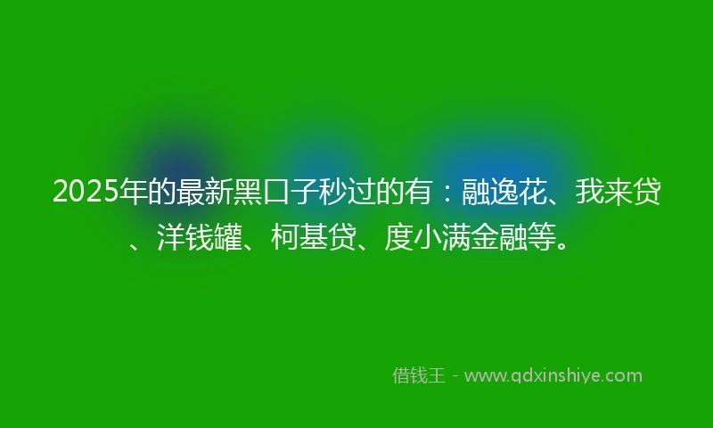 2025年的最新黑口子秒过的有：融逸花、我来贷、洋钱罐、柯基贷、度小满金融等。