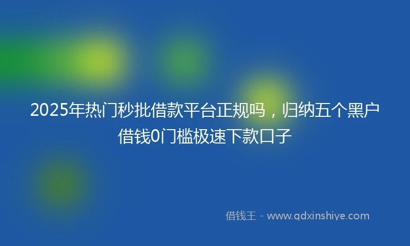 2025年热门秒批借款平台正规吗，归纳五个黑户借钱0门槛极速下款口子