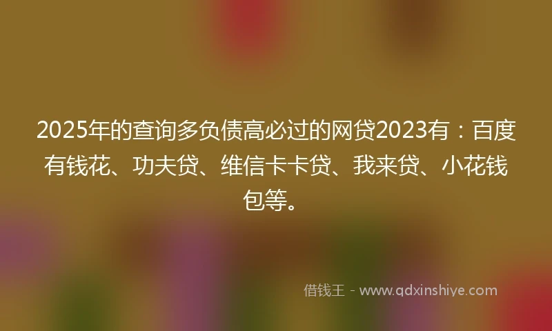 2025年的查询多负债高必过的网贷2023有：百度有钱花、功夫贷、维信卡卡贷、我来贷、小花钱包等。