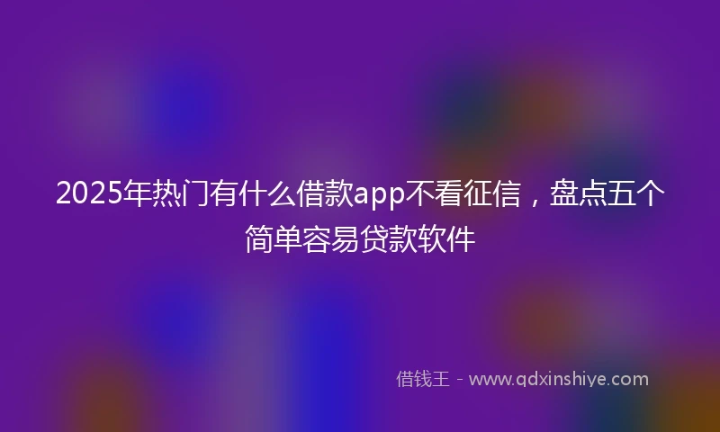 2025年热门有什么借款app不看征信，盘点五个简单容易贷款软件
